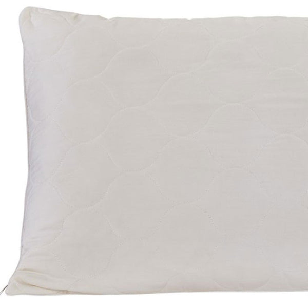 HomeRoots Cotton Hypoallergenic Queen Bed Pillow with Latex Foam & Wool for Cooling Comfort & Support 551587