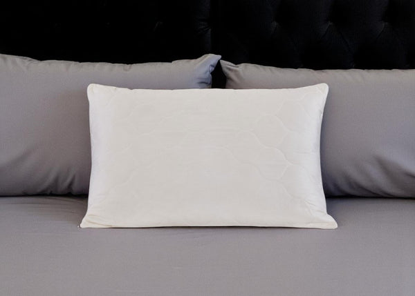 HomeRoots Cotton Hypoallergenic Queen Bed Pillow with Latex Foam & Wool for Cooling Comfort & Support 551587