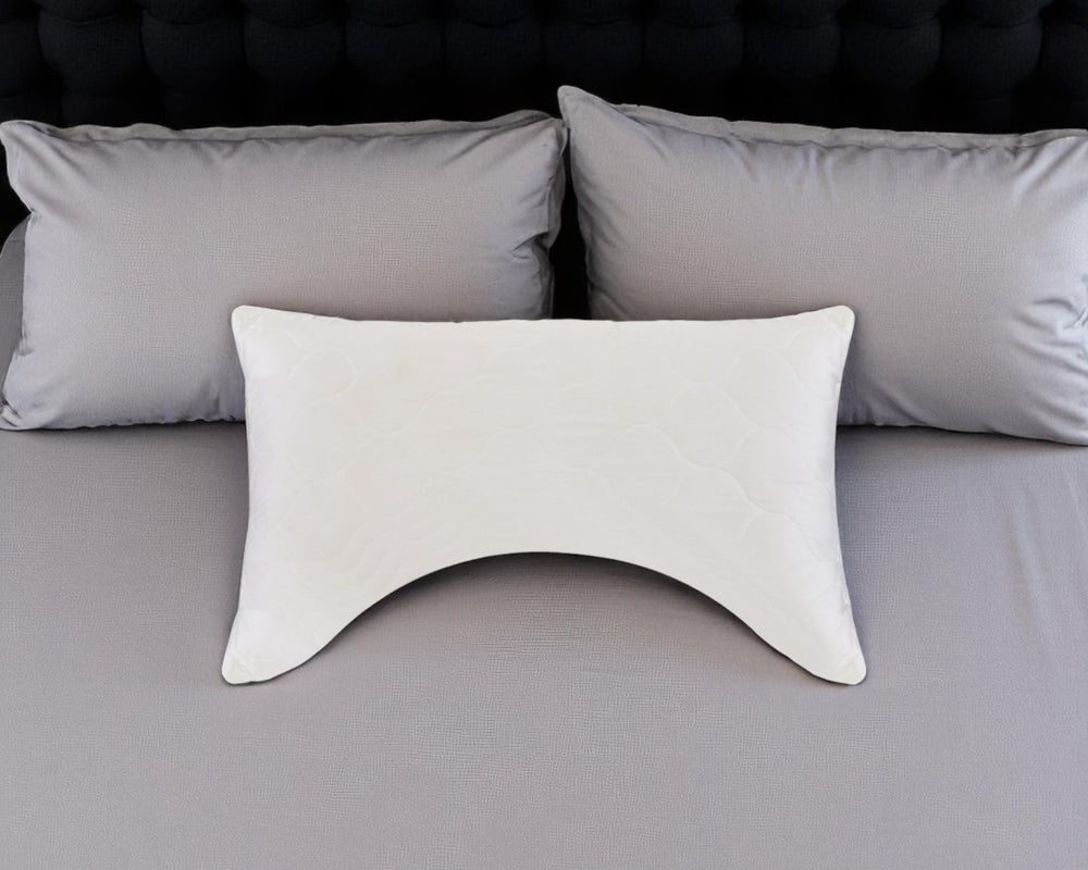 HomeRoots Cotton Ergonomic Queen Size Bed Pillow - Hypoallergenic, Latex Foam & Wool for Ultimate Comfort 551590