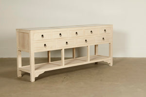 Lilys Console Table 9 Drawers With Marble Top Nature Whitewash 55159M-NW