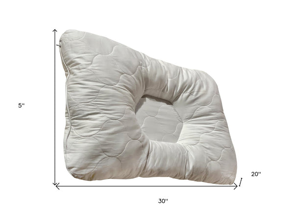 HomeRoots Cotton Hypoallergenic Queen Size Bed Pillow with Latex Foam & Wool for Cool, Firm Support & Comfort 551591