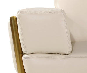 Homeroots 89" Beige And Gold Leather Sofa   551592