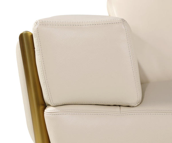 Homeroots 89" Beige And Gold Leather Sofa   551592