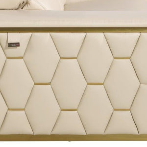 Homeroots 89" Beige And Gold Leather Sofa   551592