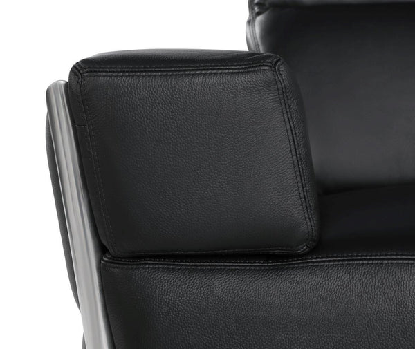 Homeroots 89" Black And Silver Leather Sofa   551593