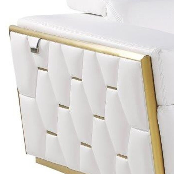 Homeroots 89" White And Silver Leather Sofa   551594