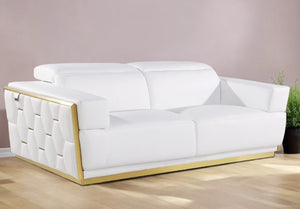 Homeroots 89" White And Silver Leather Sofa   551594