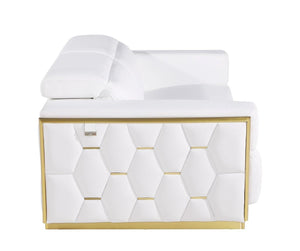 Homeroots 89" White And Silver Leather Sofa   551594