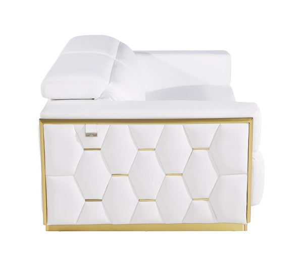 Homeroots 89" White And Silver Leather Sofa   551594