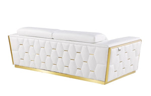 Homeroots 89" White And Silver Leather Sofa   551594