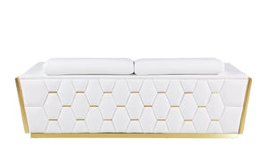 Homeroots 89" White And Silver Leather Sofa   551594