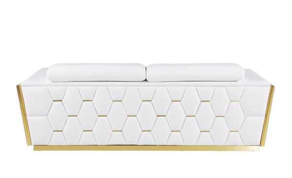 Homeroots 89" White And Silver Leather Sofa   551594