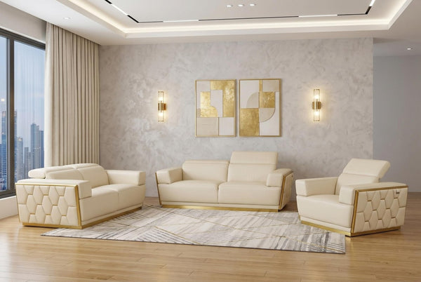 Three Piece Italian Leather Sectional Sofa Set Luxurious Six Seat Living Room