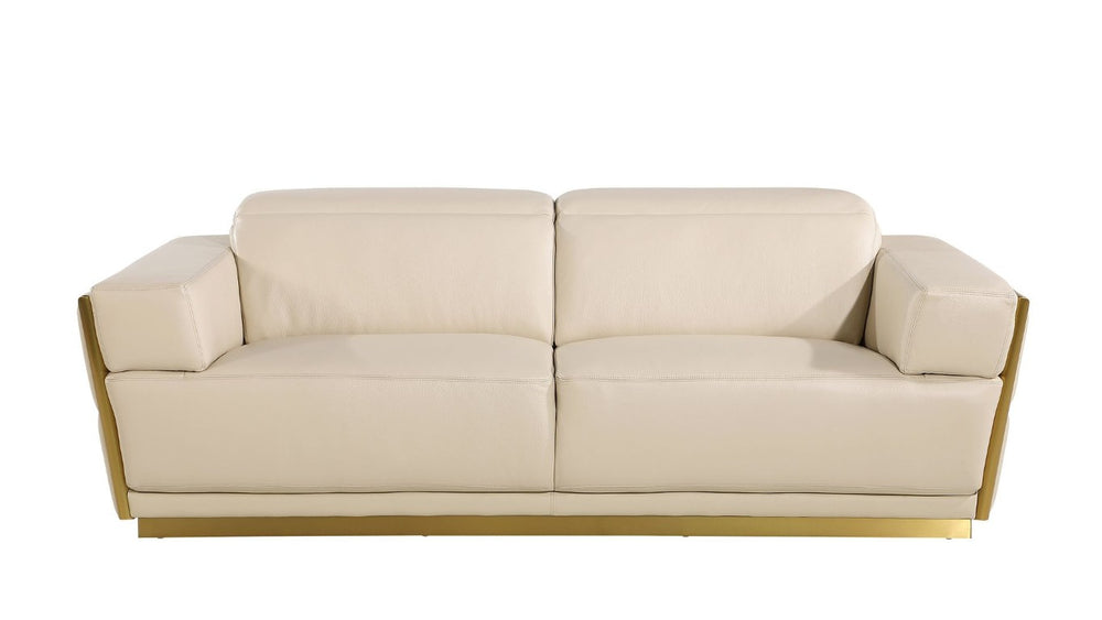 HomeRoots Three Piece Italian Leather Sectional Sofa Set Luxurious Six Seat Living Room 551598