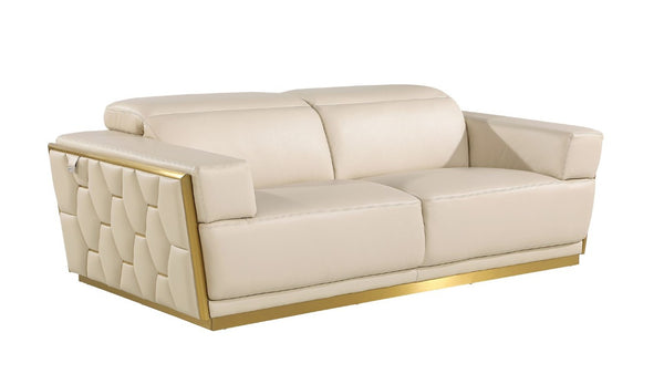 Three Piece Italian Leather Sectional Sofa Set Luxurious Six Seat Living Room