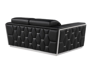 Three Piece Italian Leather Sectional Sofa Set with Luxurious Six Person Living Room Seating