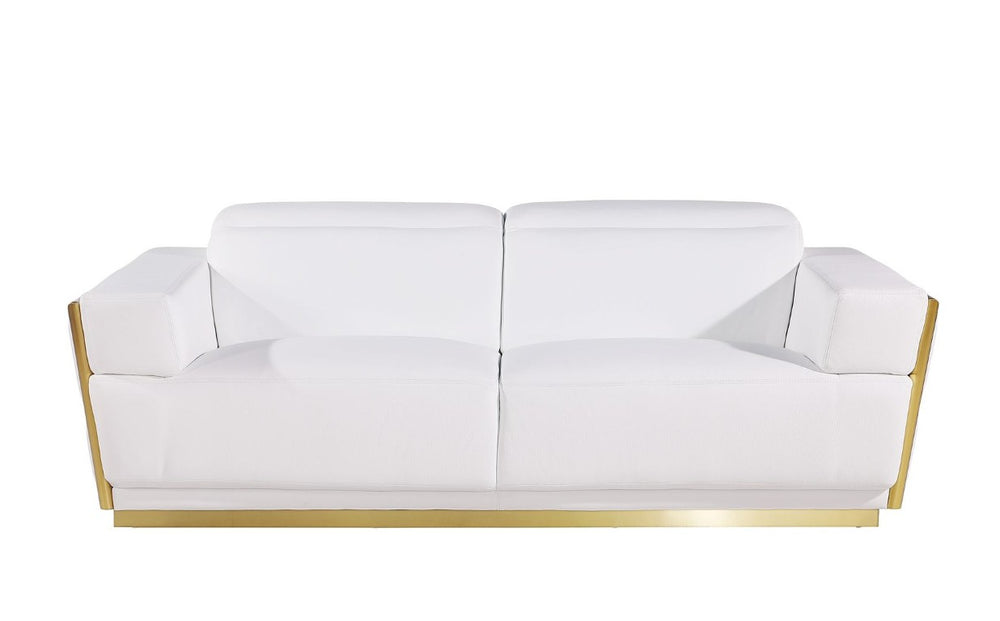 HomeRoots Three Piece Italian Leather Sectional Sofa Set Seating Six in Modern Living Room 551600