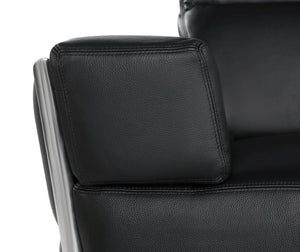 Homeroots 70" Black And Silver Italian Leather Loveseat   551602