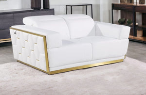 Homeroots 70" White And Silver Italian Leather Loveseat   551603