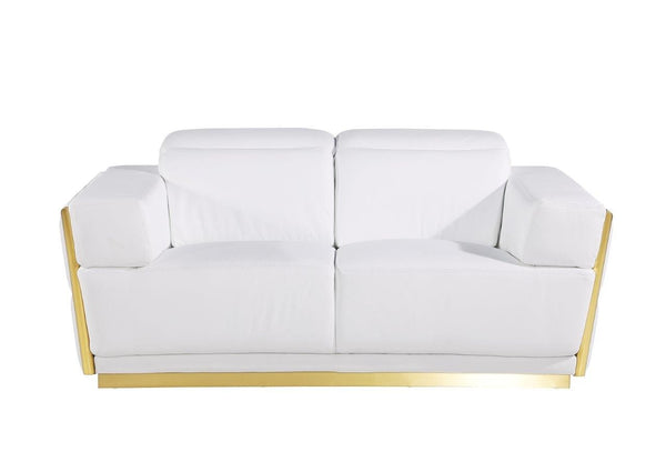 Homeroots 70" White And Silver Italian Leather Loveseat   551603
