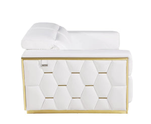 Homeroots 70" White And Silver Italian Leather Loveseat   551603