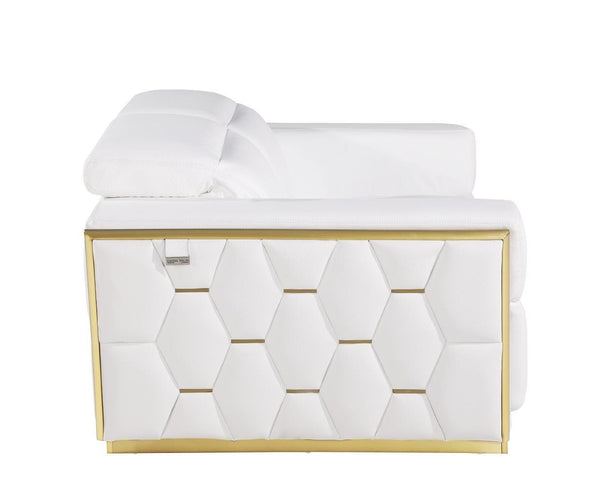 Homeroots 70" White And Silver Italian Leather Loveseat   551603