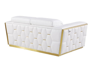 Homeroots 70" White And Silver Italian Leather Loveseat   551603