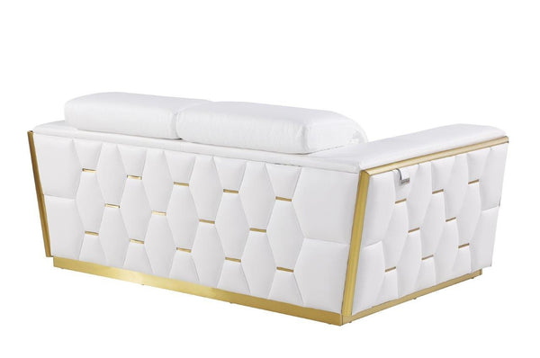 Homeroots 70" White And Silver Italian Leather Loveseat   551603