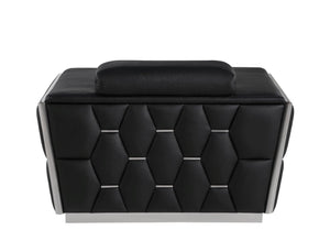 Homeroots 47" Modern Black And Silver Italian Leather Club Chair With Stylish Flared Design And Comfort   551605