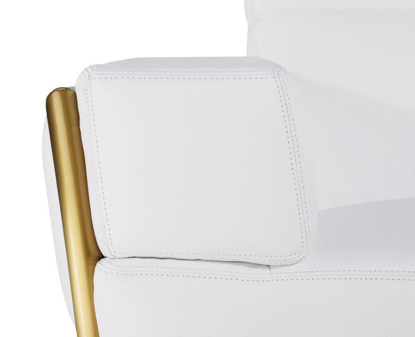 Homeroots 47" White And Gold Italian Leather Club Chair - Chic Modern Design With Comfortable Cushioning & Style   551606