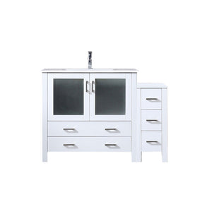English Elm White Single Bath Vanity With Side Cabinet, Durable Ceramic Top & Faucet Set - Modern Storage Solution B2731S01198-GIGA