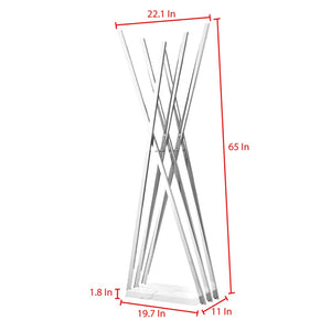 Homeroots 65" Stylish Silver And White Metal Marble Coat Rack - Modern Six Hook Freestanding Organizer For Entryway Chrome  551626