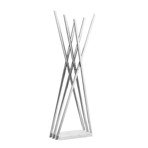 Homeroots 65" Stylish Silver And White Metal Marble Coat Rack - Modern Six Hook Freestanding Organizer For Entryway Chrome  551626
