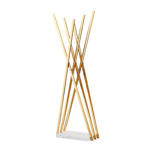 HomeRoots 65" Elegant Freestanding Coat Rack with Marble Base and Six Metal Hooks for Modern Spaces Gold 551627