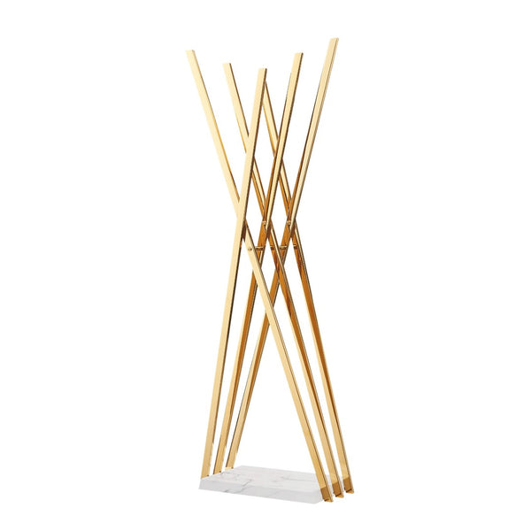 HomeRoots 65" Elegant Freestanding Coat Rack with Marble Base and Six Metal Hooks for Modern Spaces Gold 551627