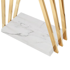 Homeroots 65" Stylish Silver And White Metal Marble Coat Rack - Modern Six Hook Freestanding Organizer For Entryway Gold  551627