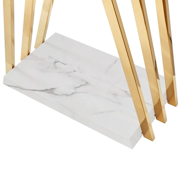 Homeroots 65" Stylish Silver And White Metal Marble Coat Rack - Modern Six Hook Freestanding Organizer For Entryway Gold  551627