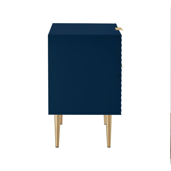 HomeRoots 24" Navy Blue and Gold End Table with Two Storage Drawers – Modern Accent Table for Any Room 551628