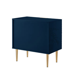 HomeRoots 24" Navy Blue and Gold End Table with Two Storage Drawers – Modern Accent Table for Any Room 551628