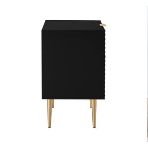 HomeRoots 24" Black and Gold End Table with Two Drawers - Modern Glam Accent Table for Living Room or Bedroom 551629