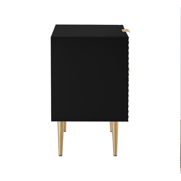HomeRoots 24" Black and Gold End Table with Two Drawers - Modern Glam Accent Table for Living Room or Bedroom 551629