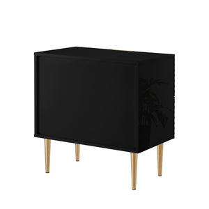 HomeRoots 24" Black and Gold End Table with Two Drawers - Modern Glam Accent Table for Living Room or Bedroom 551629