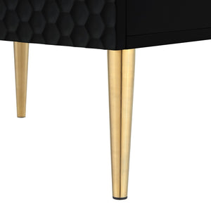 HomeRoots 24" Black and Gold End Table with Two Drawers - Modern Glam Accent Table for Living Room or Bedroom 551629