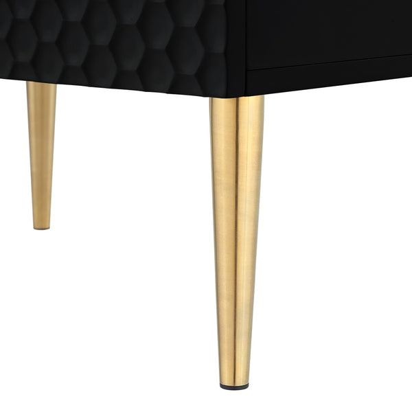 HomeRoots 24" Black and Gold End Table with Two Drawers - Modern Glam Accent Table for Living Room or Bedroom 551629