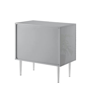 Homeroots 24" Gray And Silver Wood End Table With Stainless Steel Base & 2 Drawers - Stylish Storage Solution! Grey  551631