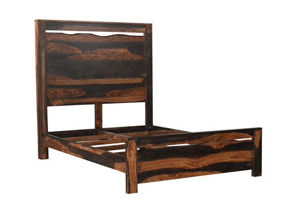 Homeroots Dark Brown Live Edge Solid Wood Queen Bed Frame  Solid Wood 551633