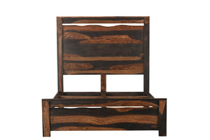 Homeroots Dark Brown Live Edge Solid Wood Queen Bed Frame  Solid Wood 551633