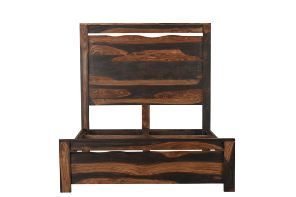 Homeroots Dark Brown Live Edge Solid Wood Queen Bed Frame  Solid Wood 551633