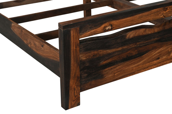 Homeroots Dark Brown Live Edge Solid Wood Queen Bed Frame  Solid Wood 551633