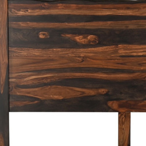 Homeroots Dark Brown Live Edge Solid Wood King Bed Frame  Solid Wood 551634